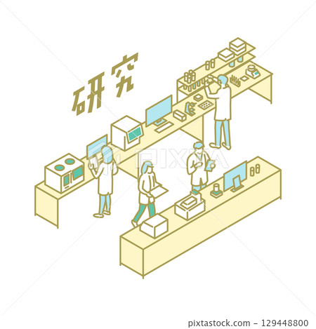 研究、大學生活、教師插畫 129448800