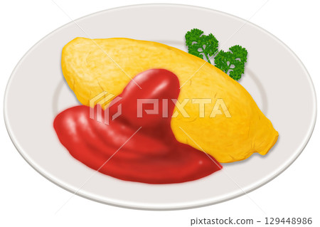 盤子裡的煎蛋飯 129448986