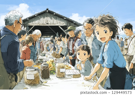 當地民眾在豐收節上聚集互動 129449573