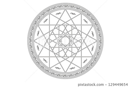 魔法陣,巫師影像素材。白色背景上有黑色邊框。 魔法陣,巫師影像素材。白色背景上有黑色邊框。 129449654