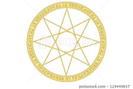 Magic circle, wizard image material. Gold style. Magic circle, wizard image material. Gold style. 129449657