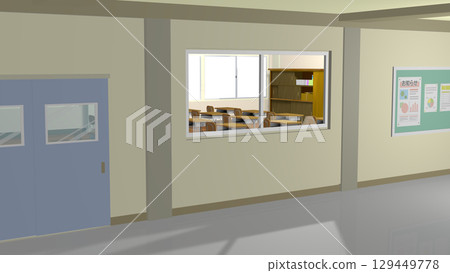 可以作為動畫背景的教室場景（窗戶外面是透明的，所以你可以設定任何你喜歡的風景） 129449778