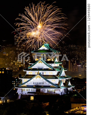 Osaka Castle Tenjin Festival Fireworks 129449880