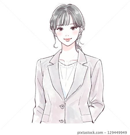 Watercolor and hand-drawn illustration material of women and girls 129449949