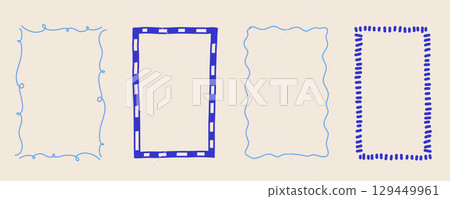 Stamp coastal frames set. Vintage squiggle borders. Hand drawn vector frames for menu, wedding invitation, coastal party. Italian ornament border design. Doodle wiggle retro stamp poster. Stamp coastal frames set. Vintage squiggle borders. Hand drawn vector frames for menu, wedding invitation, coastal party. Italian ornament border design. Doodle wiggle retro stamp poster. 129449961