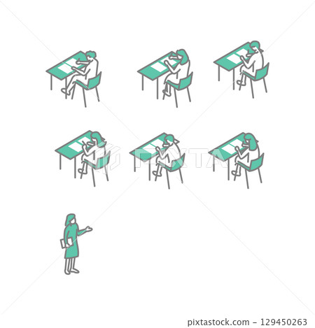 定期考試、大學生活、學習、教師插畫 129450263