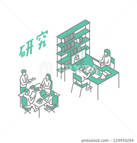 研究、大學生活、教師插畫 129450264
