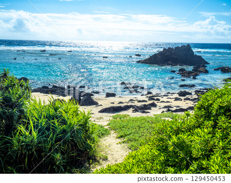 夏季的土森海灘(鹿兒島縣奄美大島) 夏季的土森海灘(鹿兒島縣奄美大島) 129450453