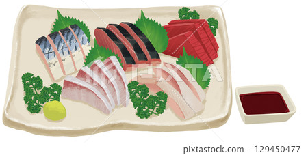 生魚片拼盤的插圖 129450477