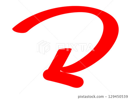 curved hand-drawn red arrow icon 129450539