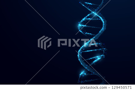 Abstract DNA sign with futuristic hi technology. Low poly polygon wireframe 129450571