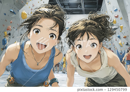 Miyu系列：秋季享受抱石運動的年輕女性 129450799