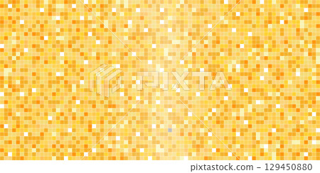 Disco golden mosaic. Background foil metallic texture. Mirror party mosaic yellow shiny sparkle, glam pattern texture. Gold night club retro wall floor 129450880