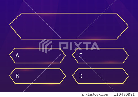 Quiz question interface game menu, show answer trivia template background. Multiple choice frame, button. Bar ui challenge.  129450881