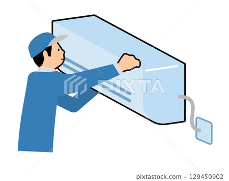 關於空調、空調設備和空調施工的插圖集 129450902