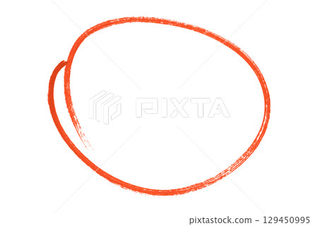 Red pencil highlight circle mark isolated on transparent background 129450995