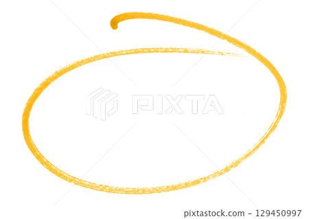 Yellow pencil highlight circle mark isolated on transparent background 129450997