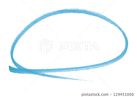 Light blue pencil highlight circle mark isolated on transparent background 129451008