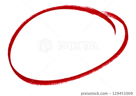 Red pencil highlight circle mark isolated on transparent background 129451009
