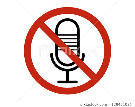 No Microphone Icon. Editable stroke. Red Prohibition Sign with Microphone Symbol, Mute Audio, Silence Concept, Sound Off, Illustration for Apps, Interfaces, Websites, Presentations, and Media Design No Microphone Icon. Editable stroke. Red Prohibition Sign with Microphone Symbol, Mute Audio, Silence Concept, Sound Off, Illustration for Apps, Interfaces, Websites, Presentations, and Media Design 129451085