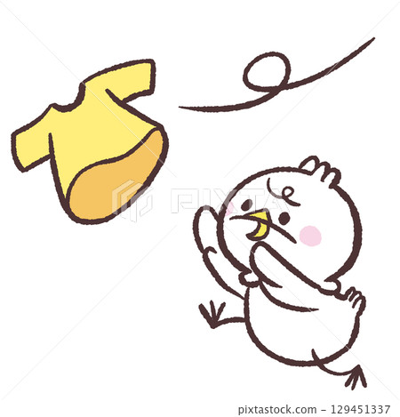一隻白鳥追逐飛翔的洗衣物的插圖 129451337