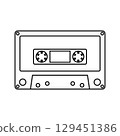 Cassette Tape Outline on White Background. 129451386
