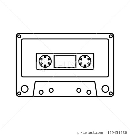 Cassette Tape Outline on White Background. Cassette Tape Outline on White Background. 129451386