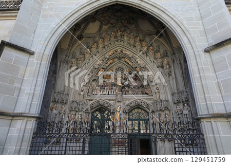 The Last Judgement at the main door of Bern Cathedral The Last Judgement at the main door of Bern Cathedral 129451759