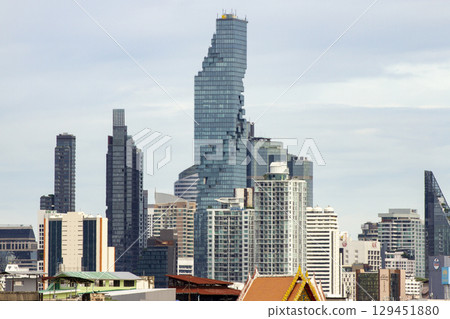 Skyscrapers In Central Of Bangkok City With King Power MahaNakhon Building At Center. 129451880