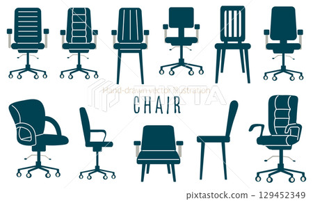 簡單的辦公椅插圖 129452349