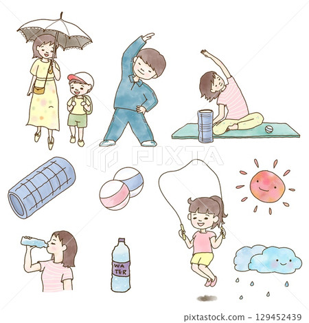 Watercolor-style health promotion ~ physical activity ~ 129452439