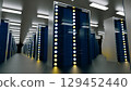 Server room data center. Backup, mining, hosting, mainframe, farm and computer rack with storage information. 3d render 129452440