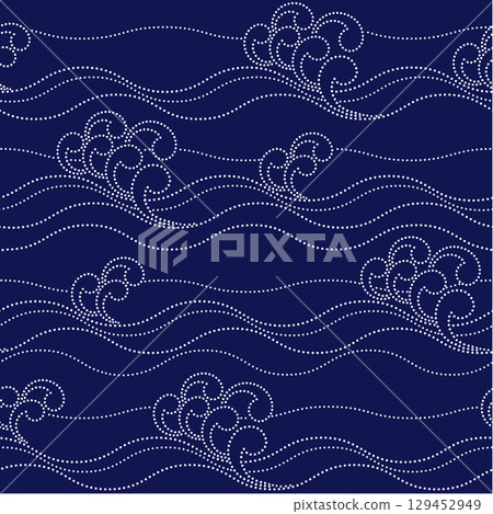 Traditional Japanese wave pattern, 129452949