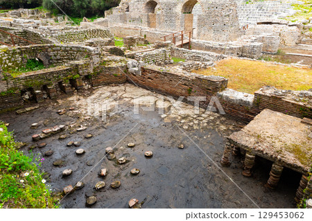 Remained architectural elements of Roman Baths in Butrint, Albania 129453062