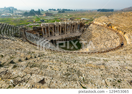 Theatre ruins in ancient city of Hierapolis near Pamukkale, Turkey Theatre ruins in ancient city of Hierapolis near Pamukkale, Turkey 129453065