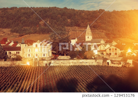 Saint-Aubin in Burgundy on sunny day 129453176