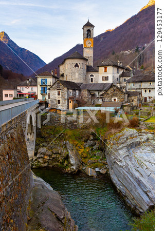 Landscape of the small picturesque village of Lavertezzo Landscape of the small picturesque village of Lavertezzo 129453177