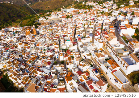 Central areas of Competa overlooking parish Church of Assumption, Spain 129453510