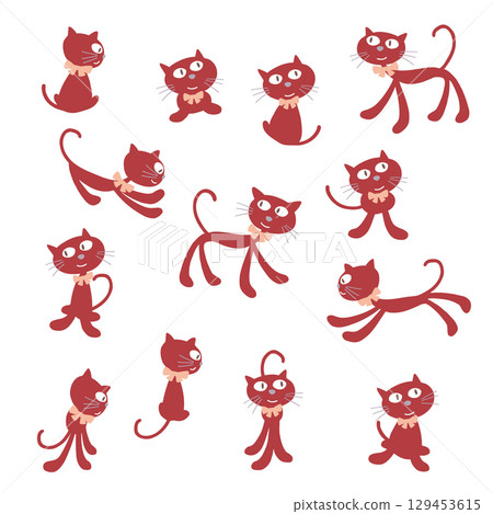 Cute and adorable cat illustration collection, 129453615