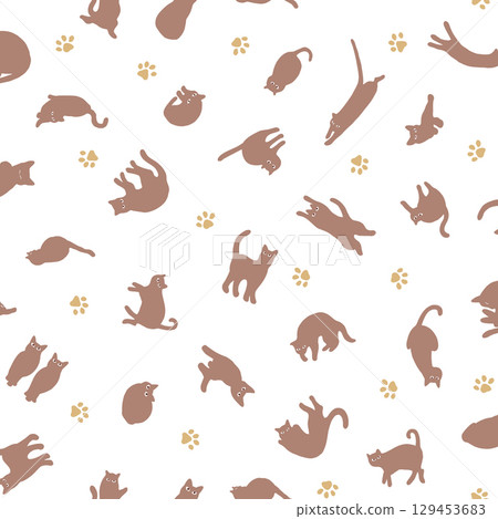 令人印象深刻和可愛的貓咪圖案背景， 129453683