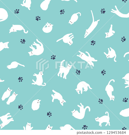 Impressive and cute cat pattern background, 129453684