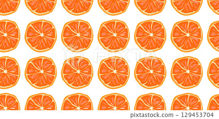 Seamless pattern of orange slices on white background Seamless pattern of orange slices on white background 129453704