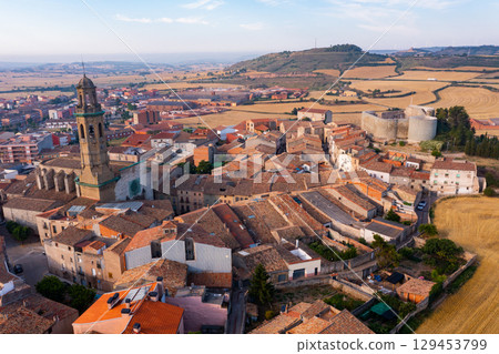 View from drone of spanish city Calaf View from drone of spanish city Calaf 129453799