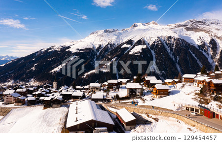 Aerial view of Swiss village Bellwald 129454457