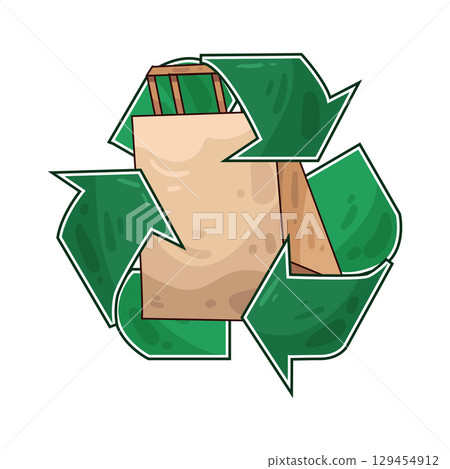 illustration of recycle paper bag 129454912