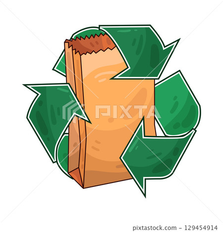 illustration of recycle paper bag illustration of recycle paper bag 129454914