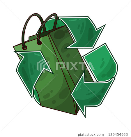 illustration of recycle paper bag illustration of recycle paper bag 129454933
