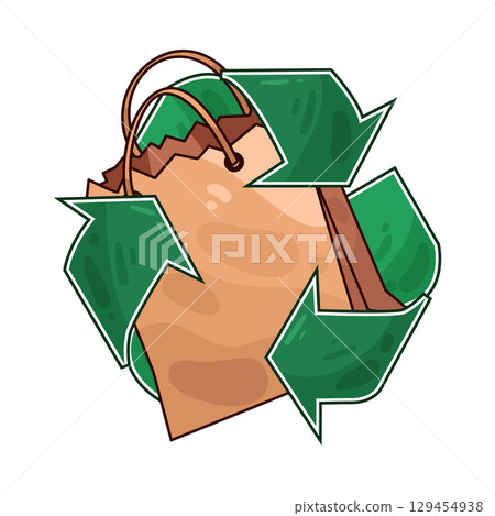 illustration of recycle paper bag illustration of recycle paper bag 129454938