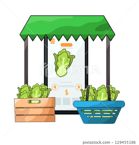 illustration of digital marketplace 129455186