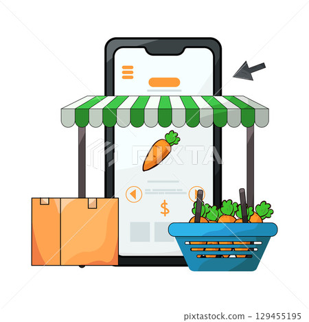 illustration of digital marketplace illustration of digital marketplace 129455195